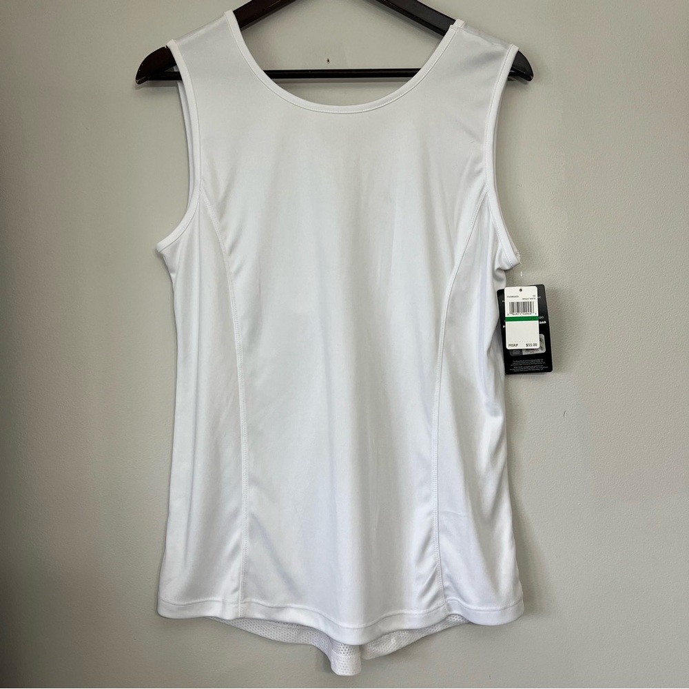 NWT PGA Tour Women’s White Sleeveless Top Athletic Sz Large Cinch Back Golf Tank